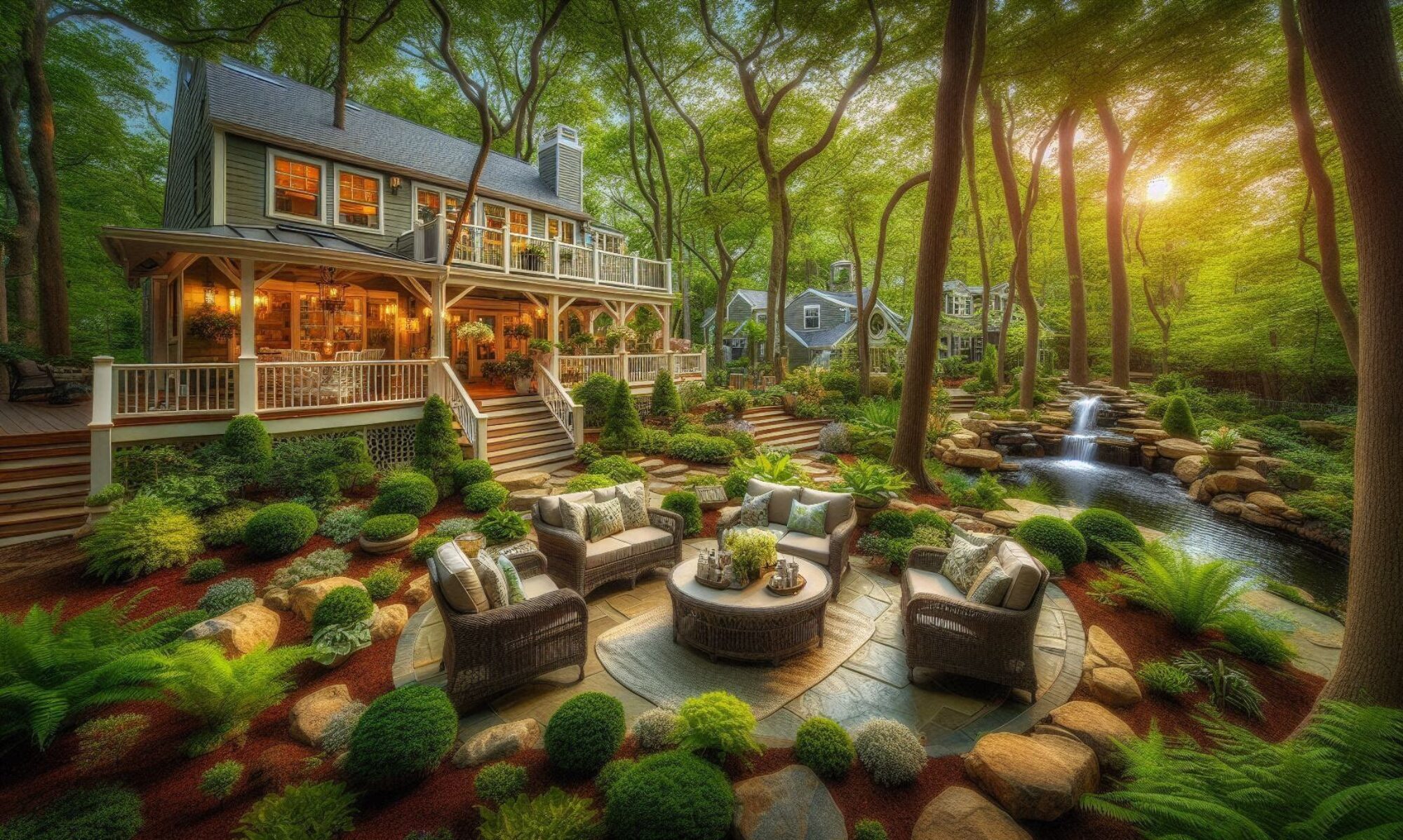 Backyard oasis of a home - This image created for Scena Home Staging by AI
