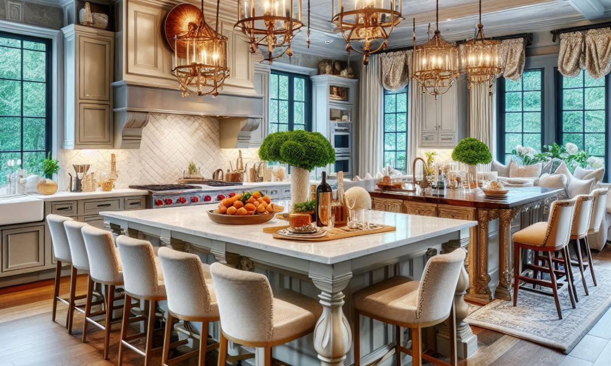 staged chefs kitchen in an upscale residential home