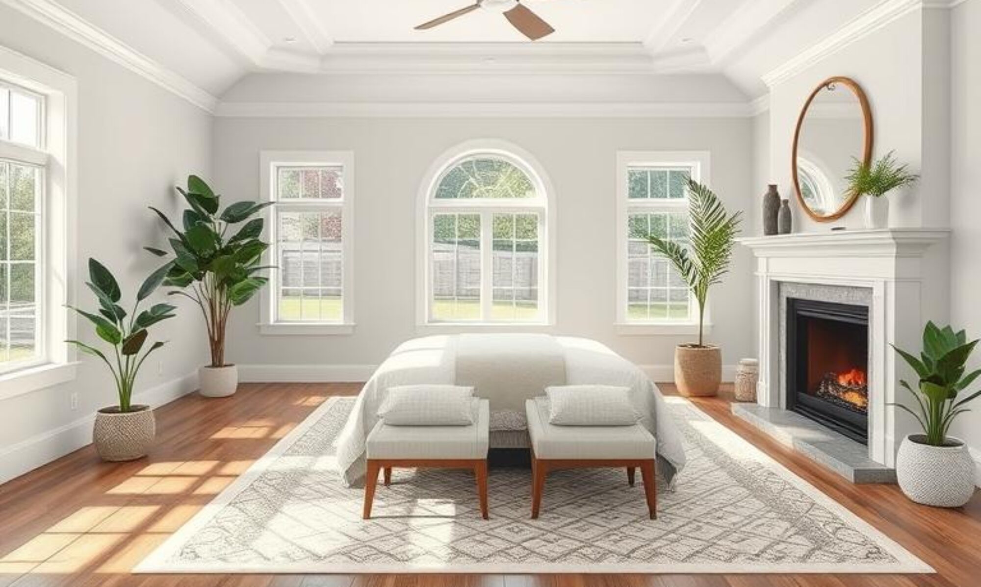 Staged primary bedroom