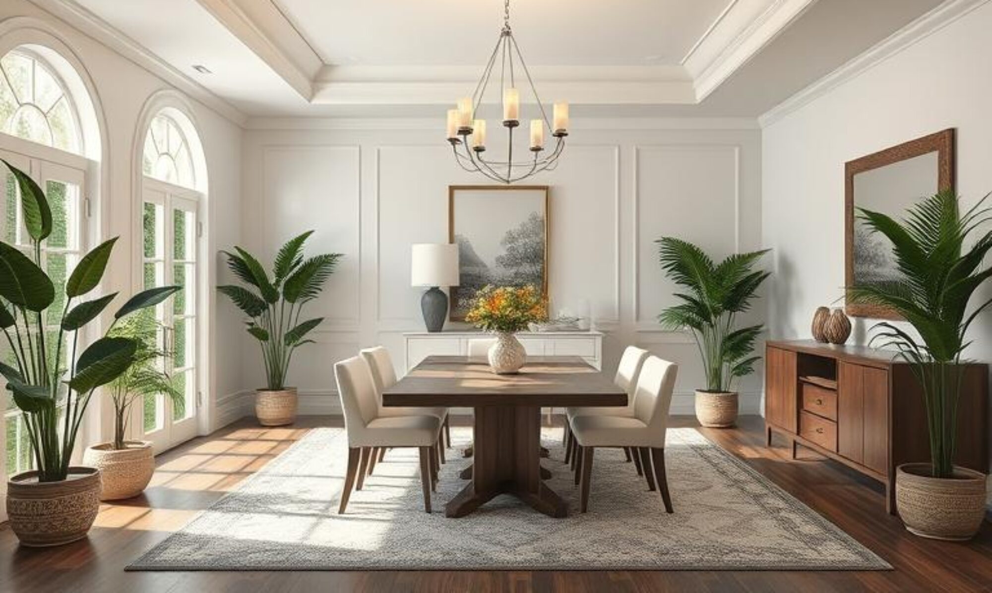 Staged dining room